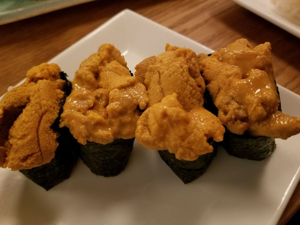 Sea urchin sushi wrapped in seaweed
